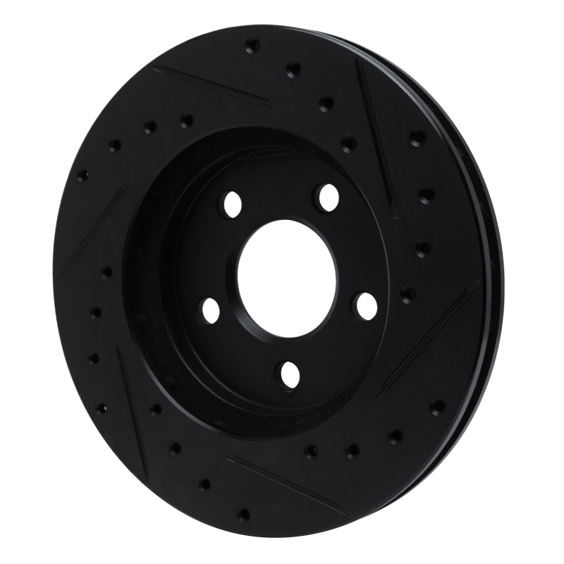 Chrysler Town & Country Brake Rotor (1) - Front Left - R1 Concepts - Drilled & Slotted - Black - `96-`00